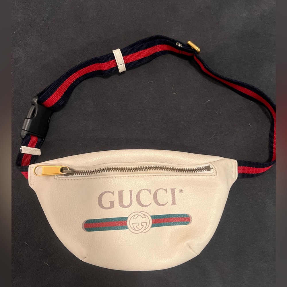 Gucci Cream Leather Belt Bag with Red and Green Web Stripe - Picture 5 of 6